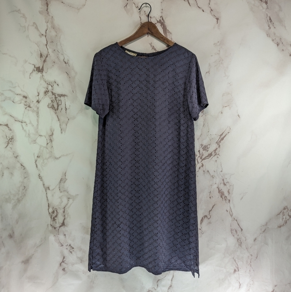 The Territory Ahead Dress Womens Medium 10 Purple Embroidered Shift Floral Mini